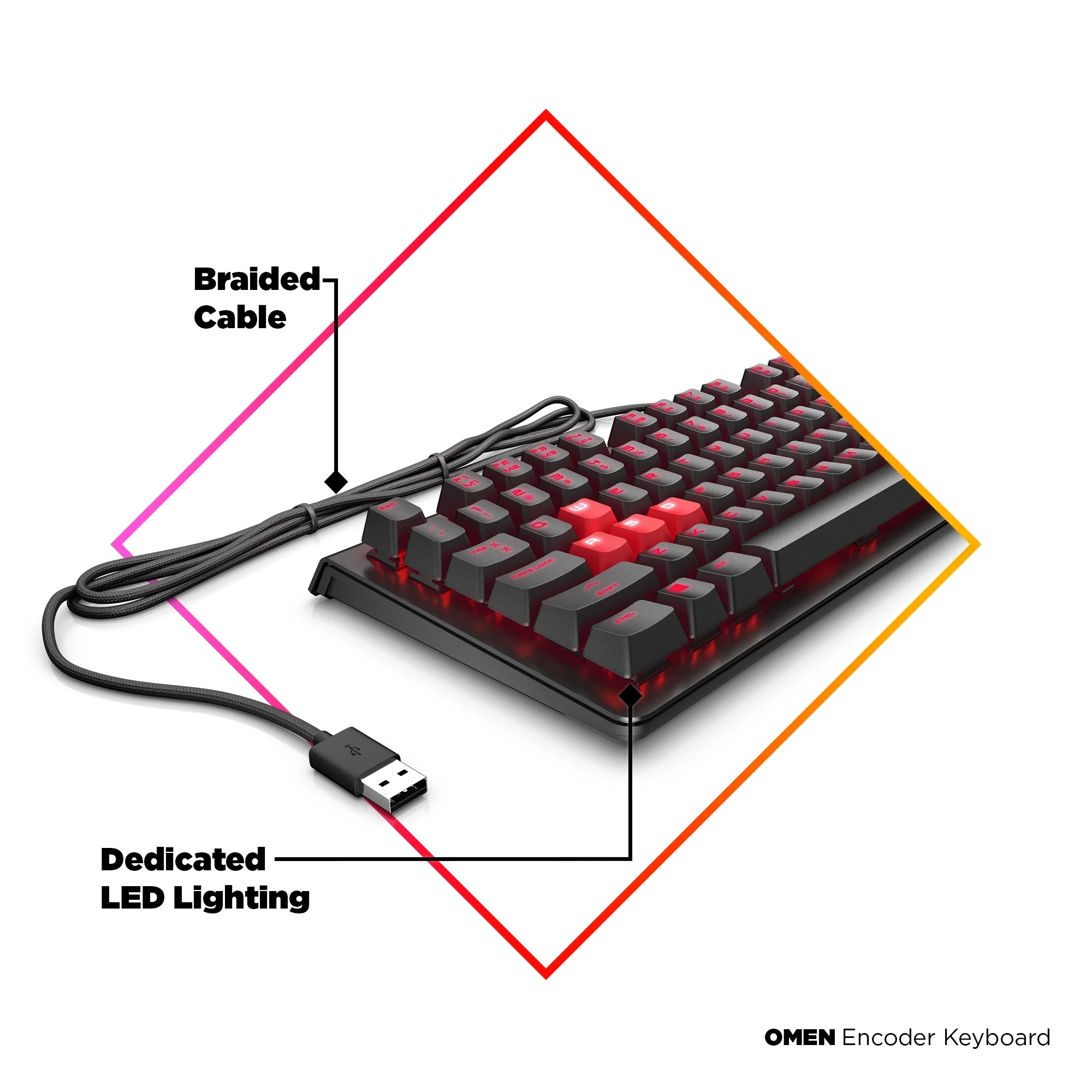 اتش بي لوحة مفاتيح أحمر Omen Encoder للألعاب - (6YW76AA)